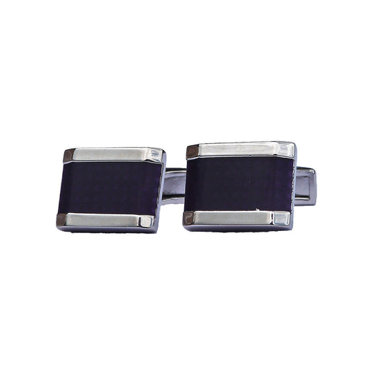 Purple bold centre cufflinks with silver edging