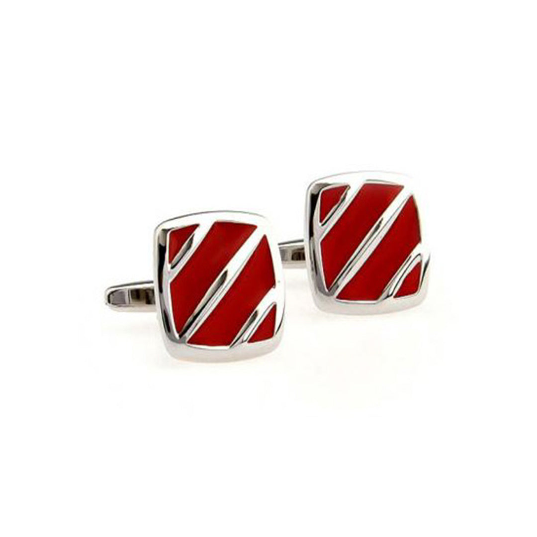 Red square cufflinks with vibrant bold color - eye-catching gift for men who love colorful accessories