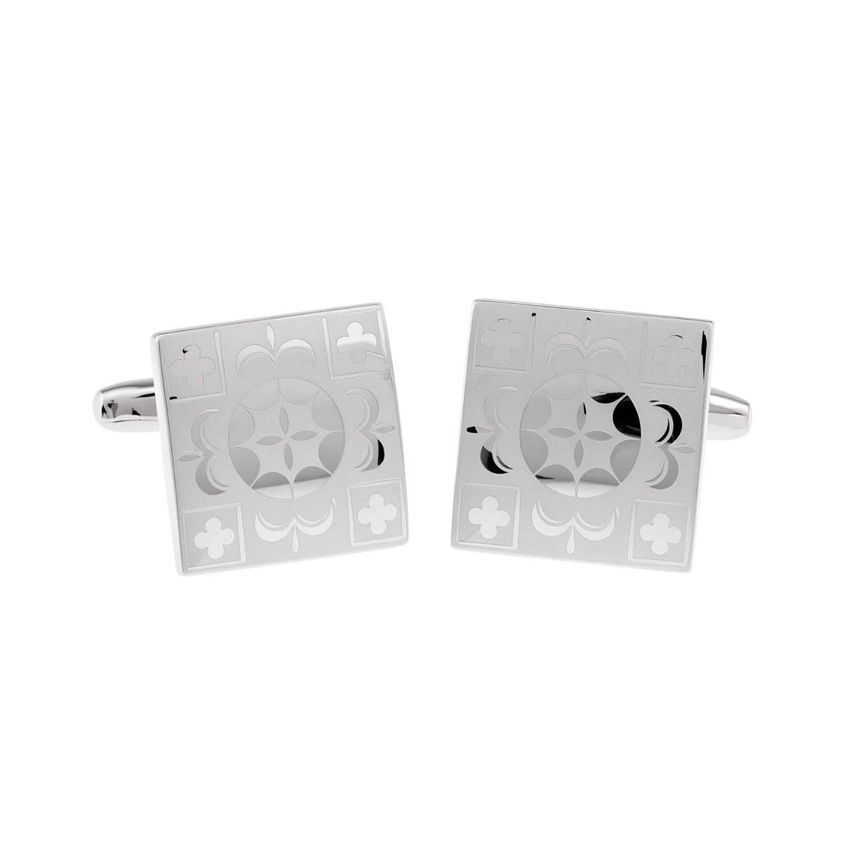 Laser Fleur Cufflinks Silver - Elegant Gift for Men NZ