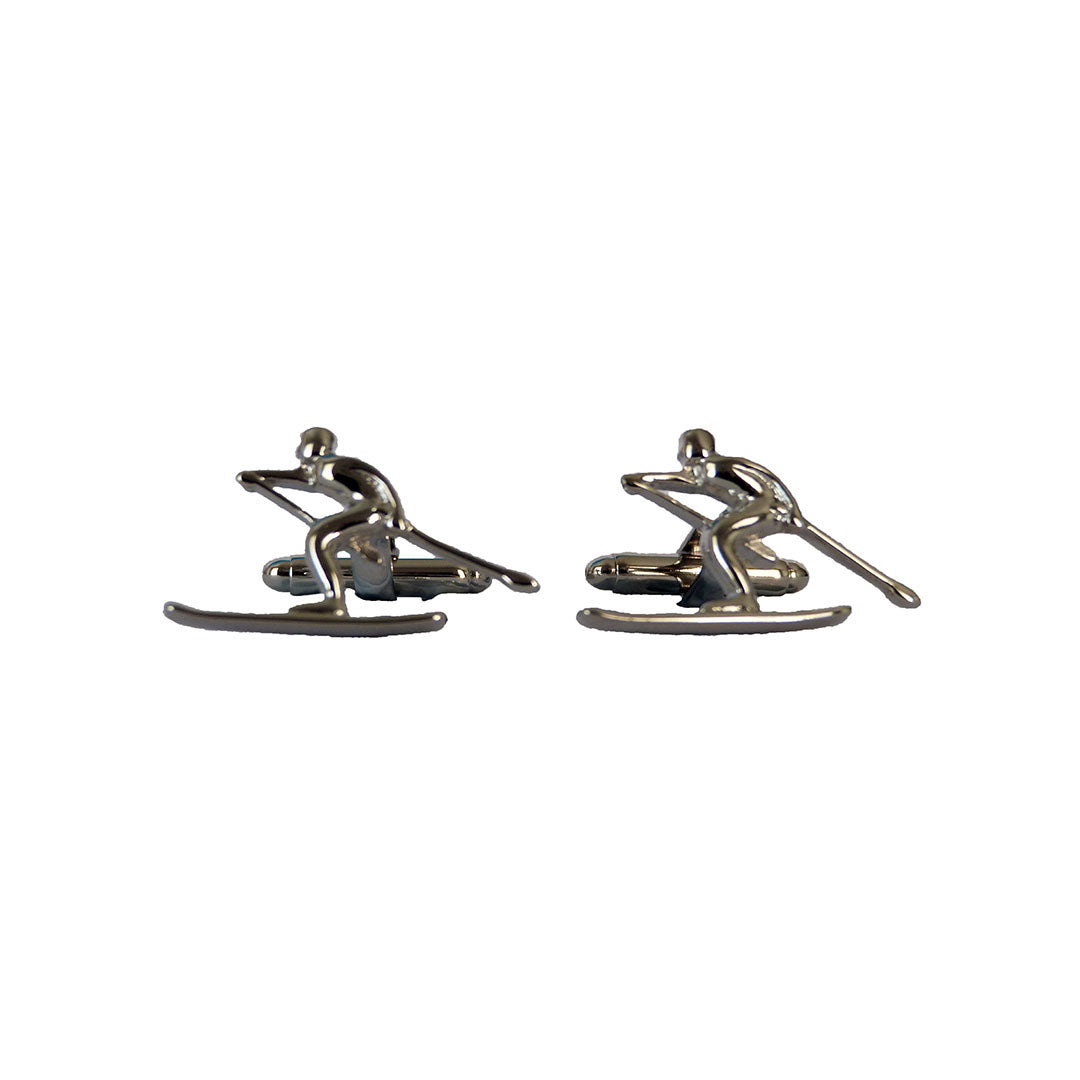 Snow Skiing Cufflinks silver skier accessory