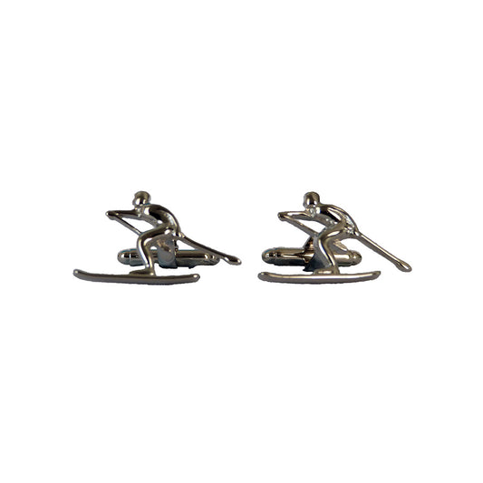 Snow Skiing Cufflinks silver skier accessory