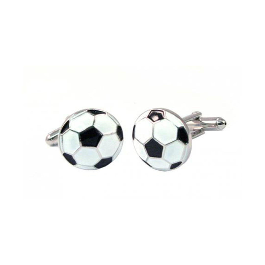 Cody Jay Soccer Ball Cufflinks — polished silver football design