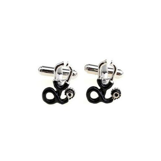 Silver stethoscope cufflinks for medical professionals