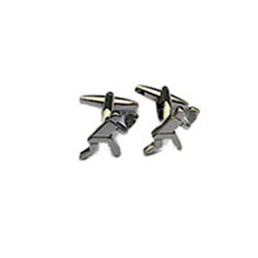 tennis player cufflinks in silver finish with standing player design