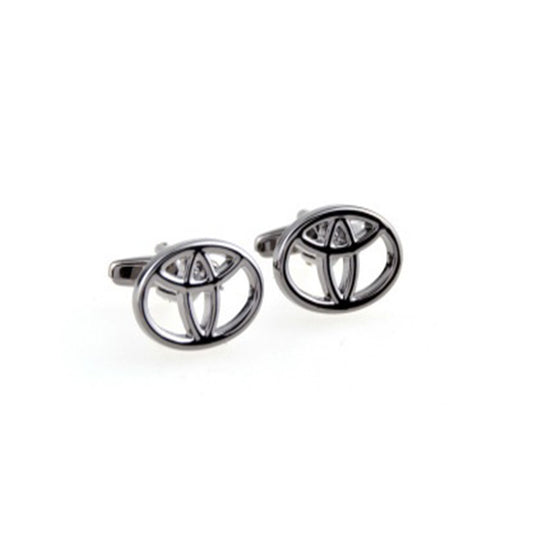 Gunmetal Toyota cufflinks with iconic emblem - premium gift for Toyota owners and car enthusiasts