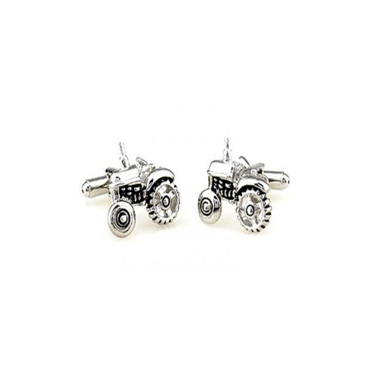 Tractor Cufflinks with detailed silver tractor shape