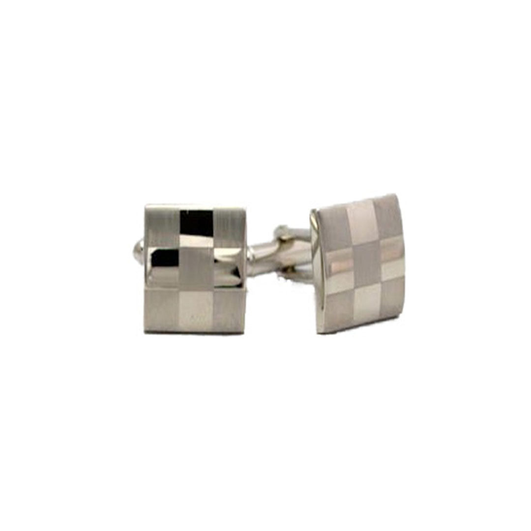 Two tone check silver square cufflinks from Cody Jay