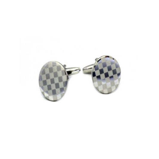Mini round two tone checker cufflinks