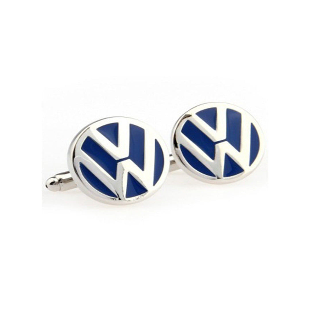 Blue VW cufflinks with Volkswagen logo - premium gift for VW owners and car enthusiasts