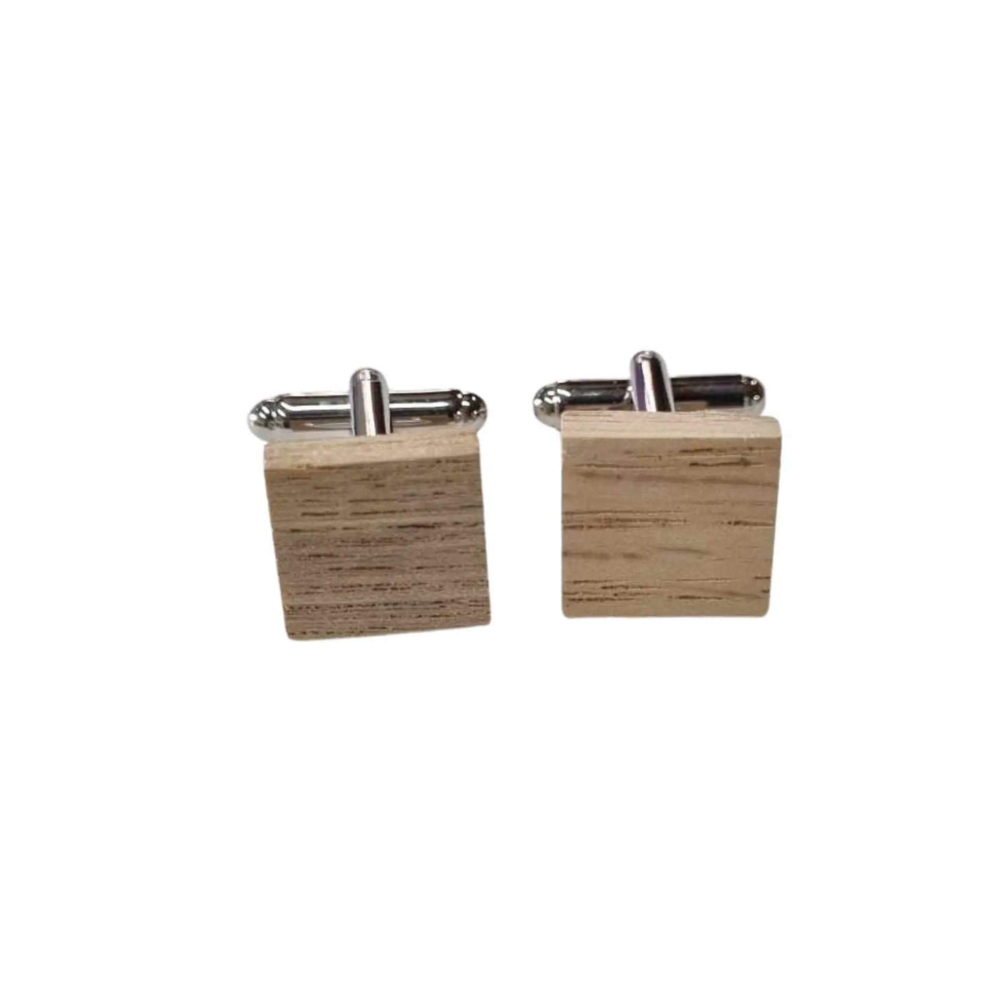 Wood square cufflinks with natural wooden design - eco-friendly gift for nature-loving men